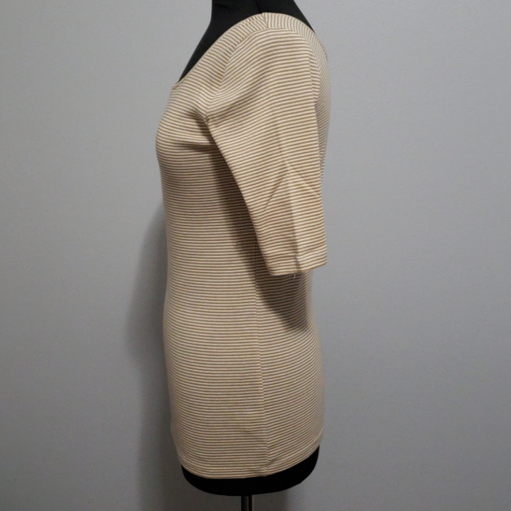 Like New Tan & White Striped Scoop Neck Tee - Picture 3 of 5